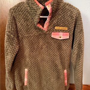 Simply Southern Women’s Olive and Coral Fleece Pullover